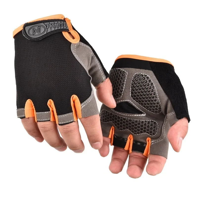 Fingerless Cycling Gloves with Short Cuffs and Palm Panels