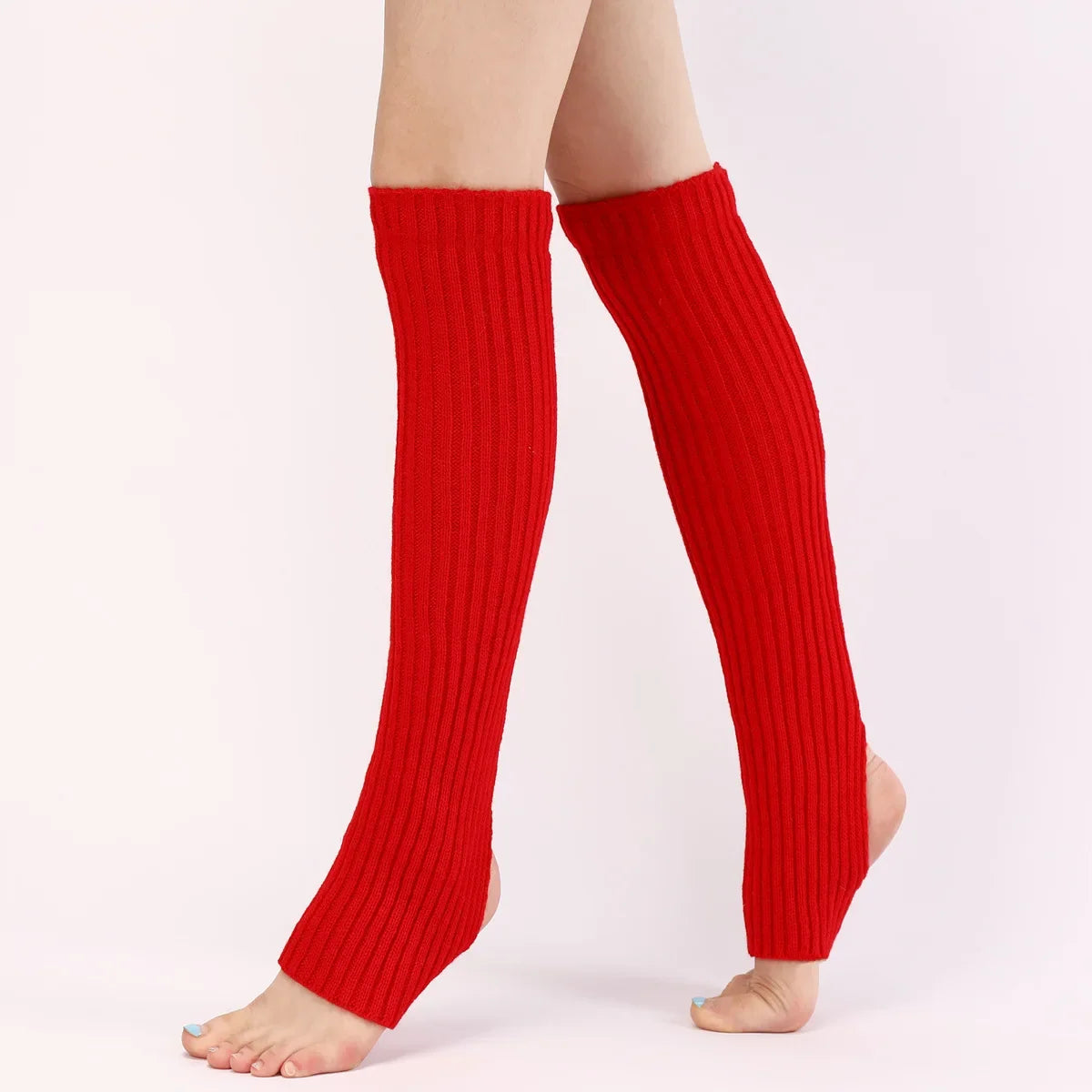 Solid Ribbed Leg Warmers with Slouchy Stirrup Shape