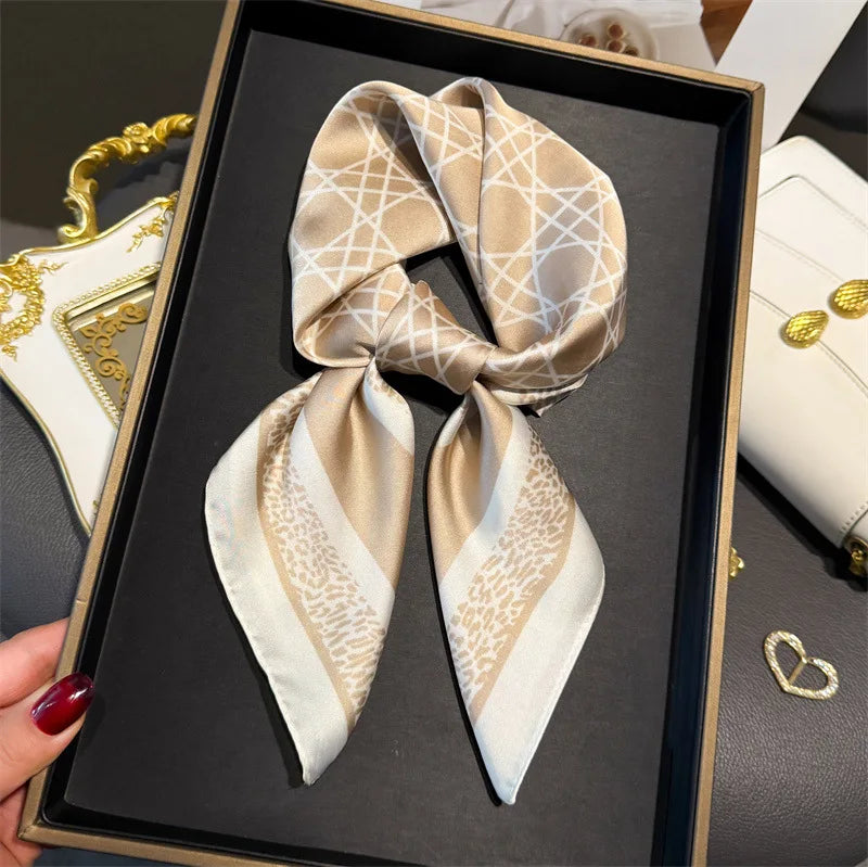 Chain Print Square Scarf with Decorative Border Designs