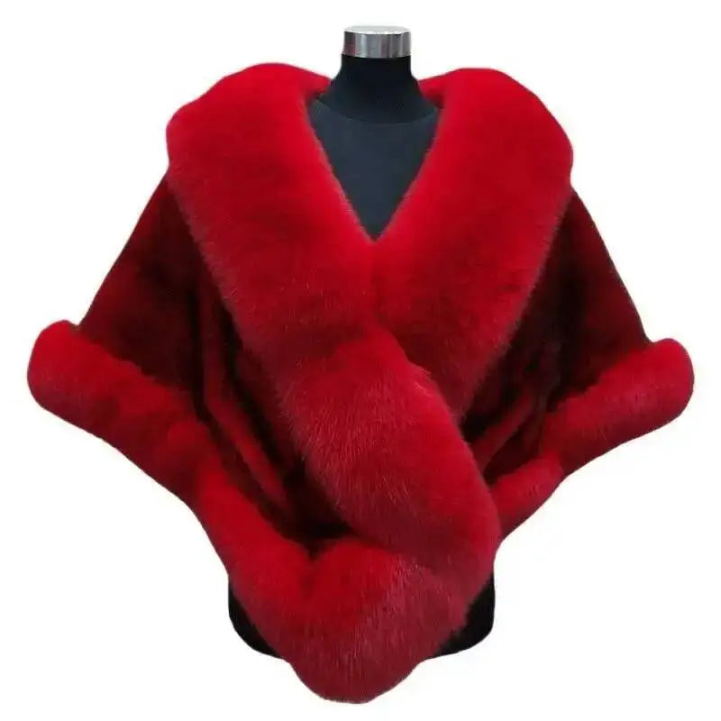 Plush Trim Wrap Cape for Layering over Outfits