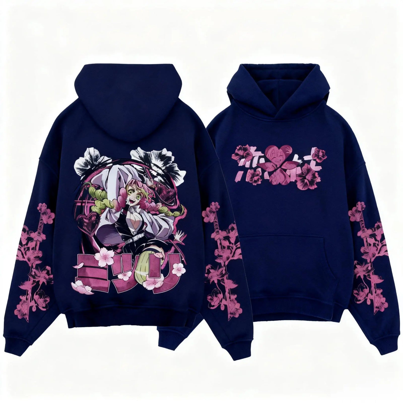 Demon Slayer Kanroji Mitsuri Hoodie Anime Pullover Sweatshirt Men Women Cosplay Graphic Streetwear