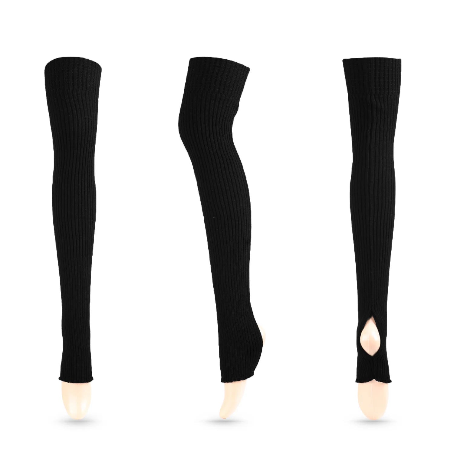 Long Ribbed Ballet Leg Warmers with Stirrup Openings