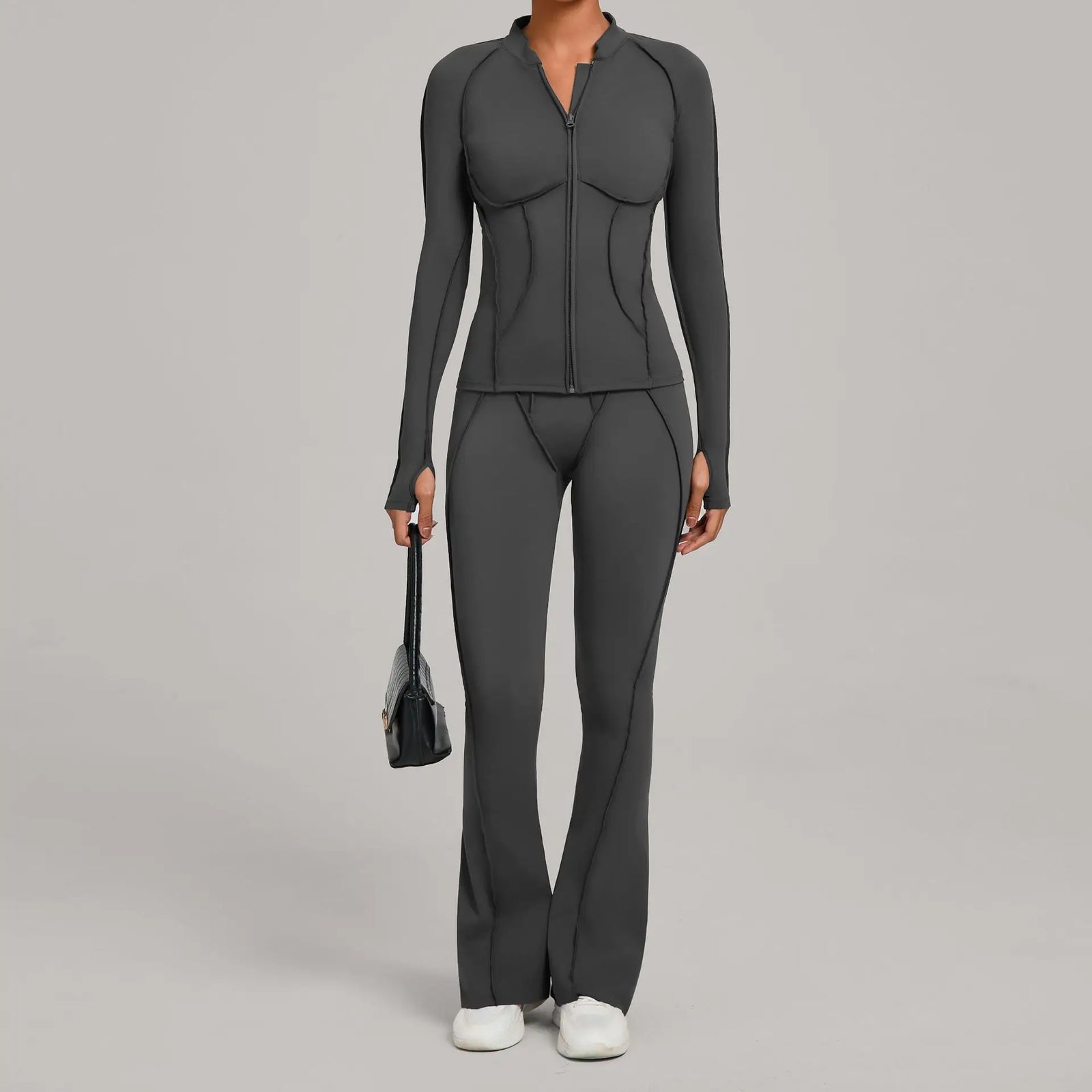 Women's Contrast Seam Bra And Leggings Yoga Set