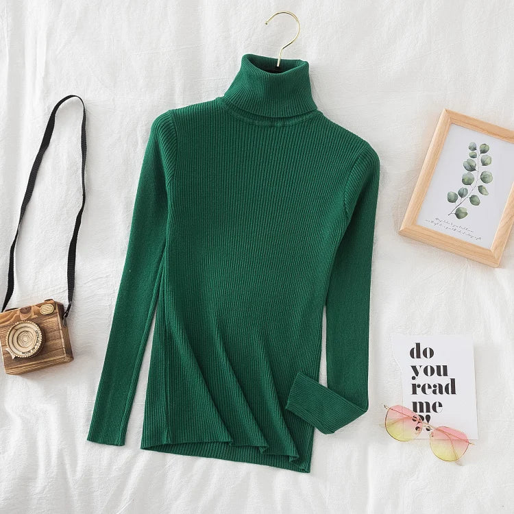 Women's Ribbed Mock Neck Long Sleeve Sweater Casual Knit Layer