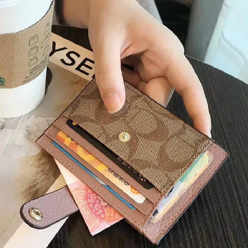 Slim Card Wallet with Snap Tab and Slot Compartments