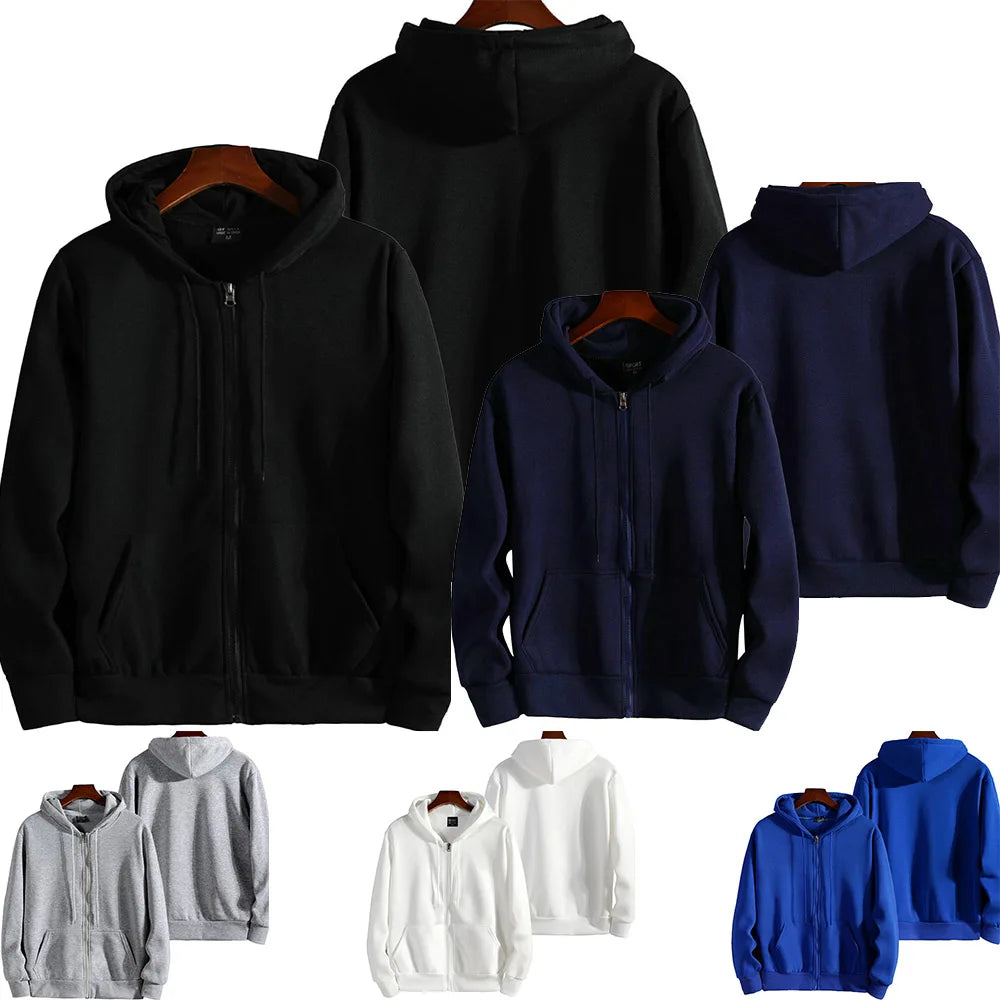 Solid Long-Sleeve Zip-Front Hoodie