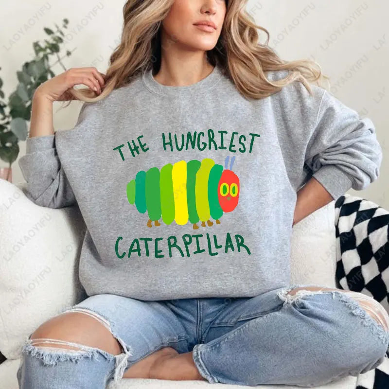 Caterpillar Graphic Long Sleeve Pullover Casual Sweatshirt for Layering