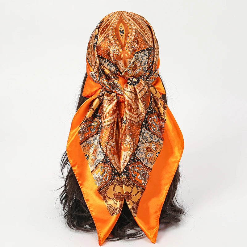 Printed Square Scarf with Ornate Paisley Pattern Options