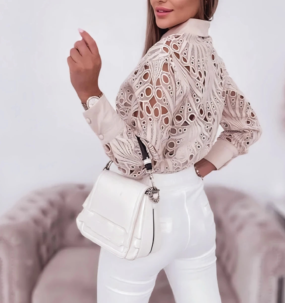 Women's Long Sleeve Button Front Shirt