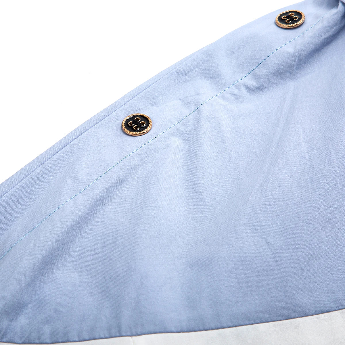 Women's Colour Block Collared Shirt with Wide Sleeves