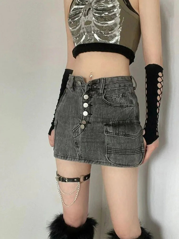 Women's Skeleton Ribcage Print Cotton Blend Crop Tank with Contrast Binding