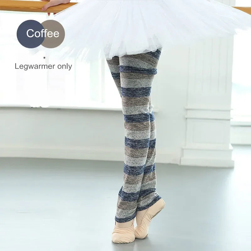 Striped Long Dance Leg Warmers with Ribbed Knit Texture