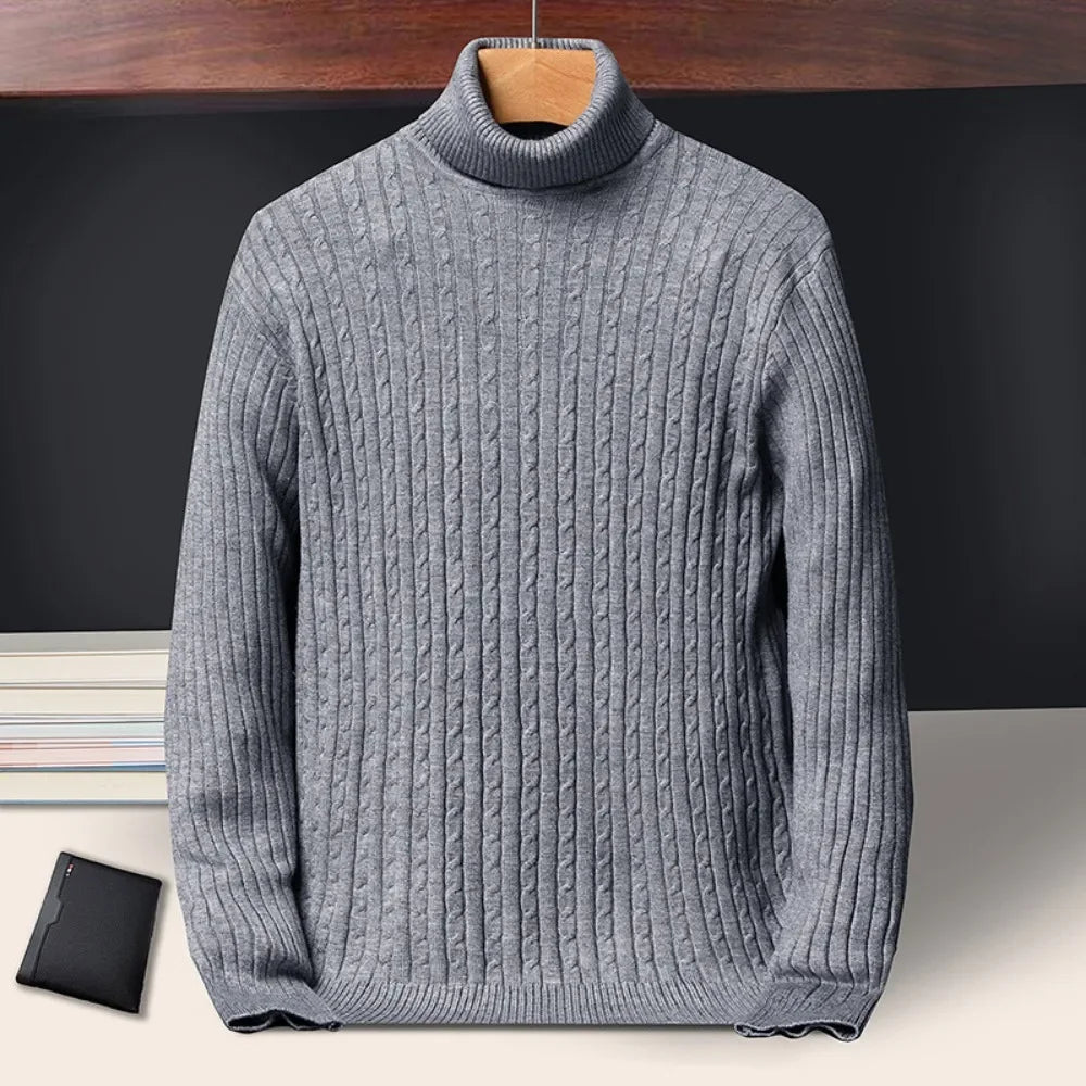 Men's Ribbed Turtleneck Long Sleeve Knit Sweater