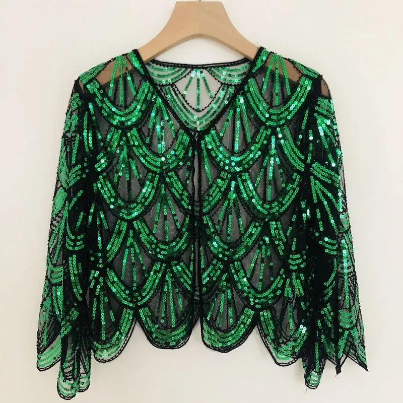 Scalloped Sequin Capelet for Layering over Dresses and Tops