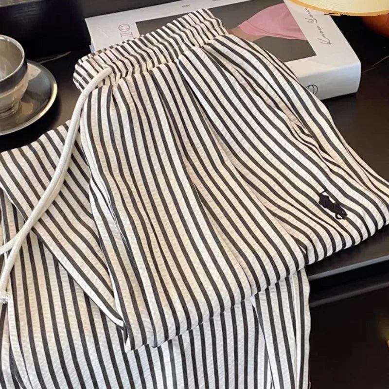 Men's Striped Straight Leg Pajama Pants for Home Wear