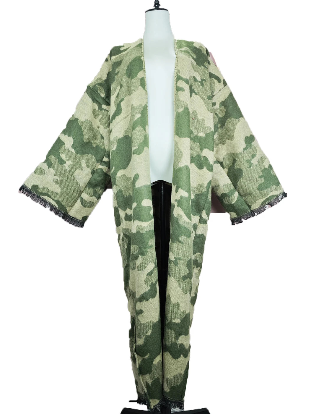 Camouflage Hooded Front Opening Poncho for Layering over Outfits