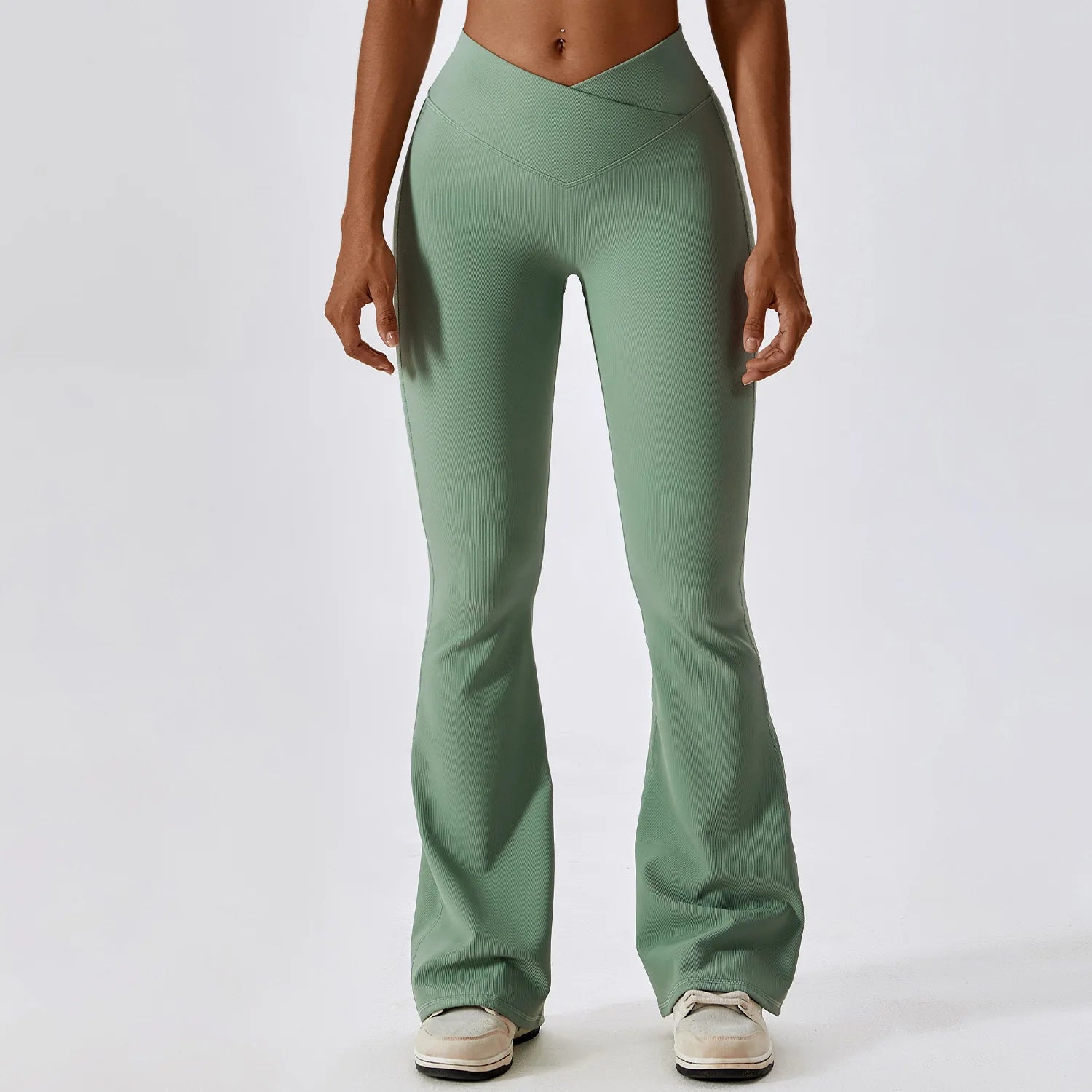 Women's Cross Waist Flared Leggings For Workout Outfits