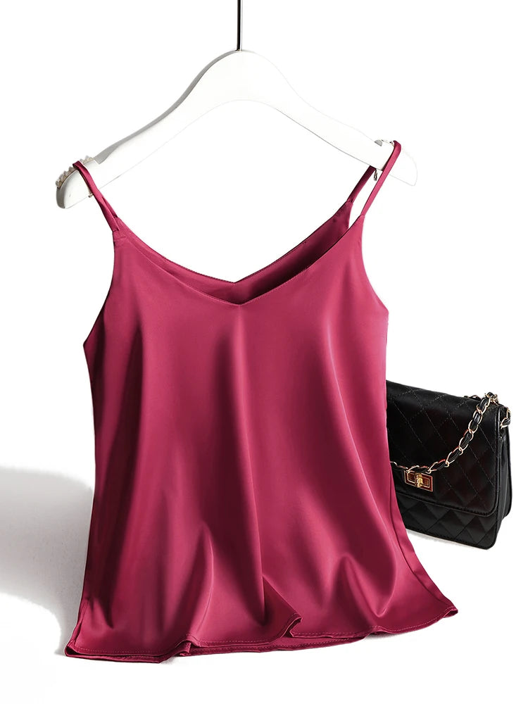 Women's V-Neck Camisole with Thin Shoulder Straps and a Relaxed Drape