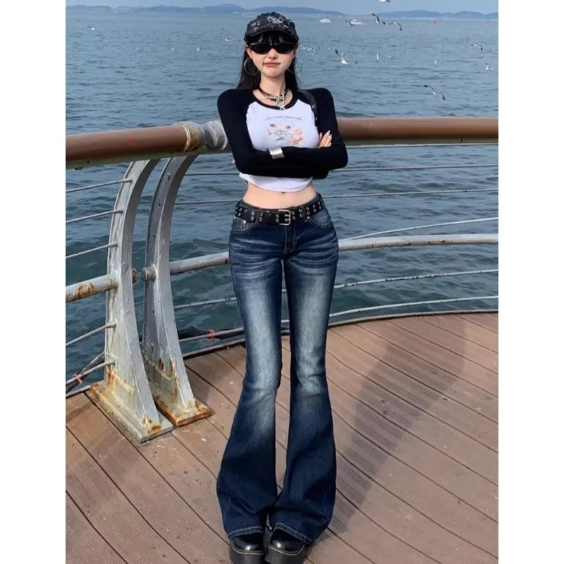 Women's Blue High Waist Flared Leg Denim Jeans