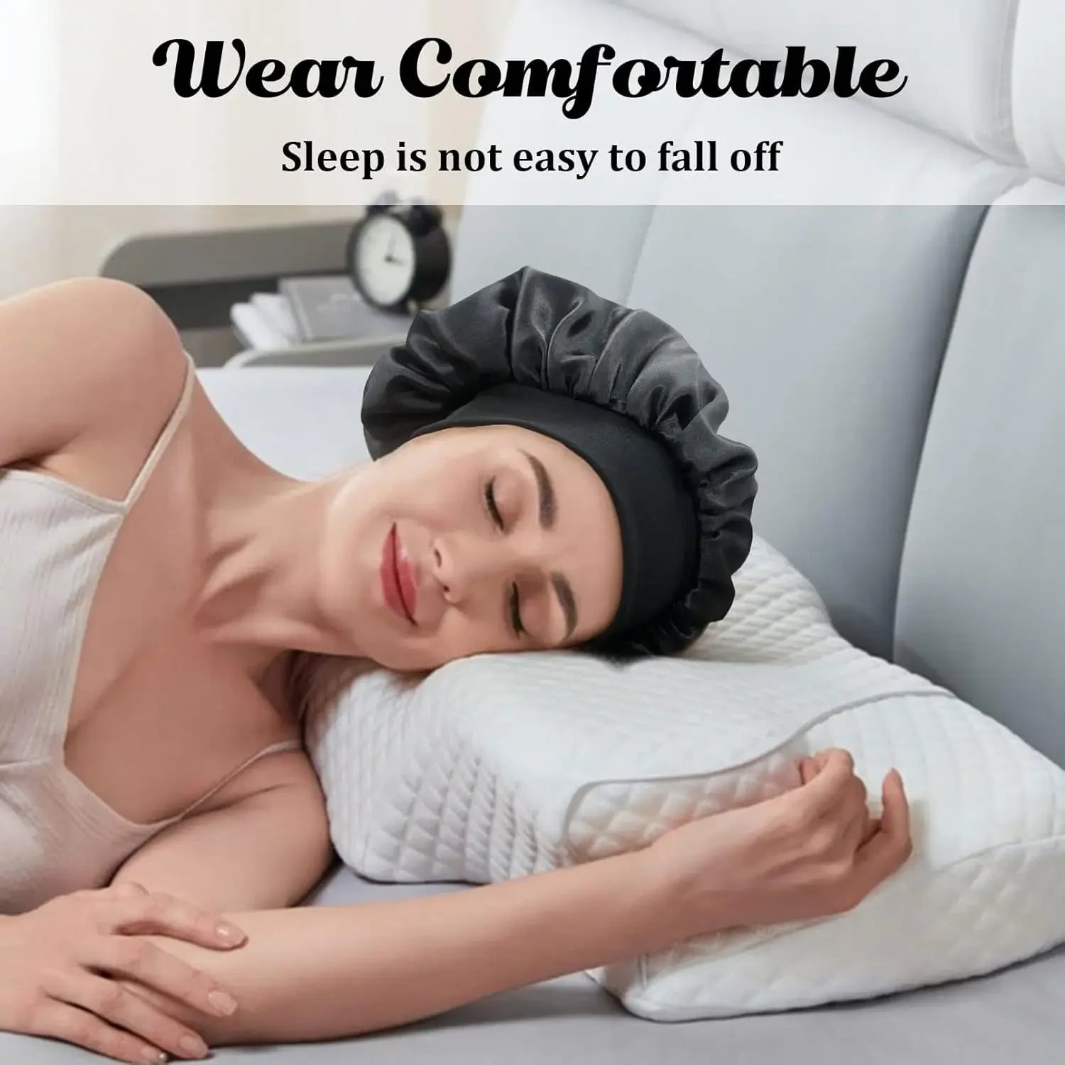 Women's Satin Sleep Bonnet with Wide Elastic Band and Color Options
