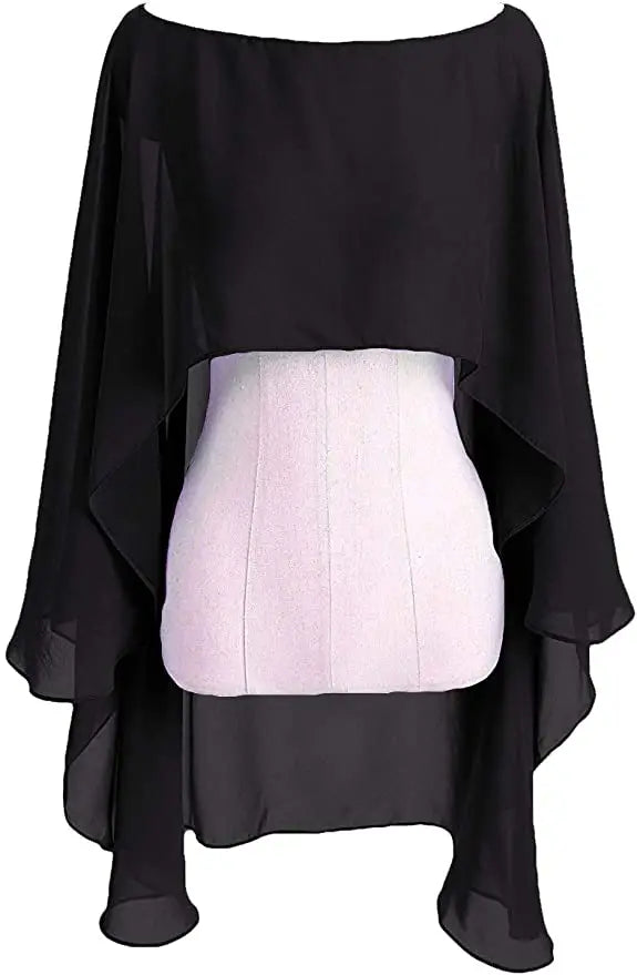 Layered Sheer Draped Cape for Layering over Outfits
