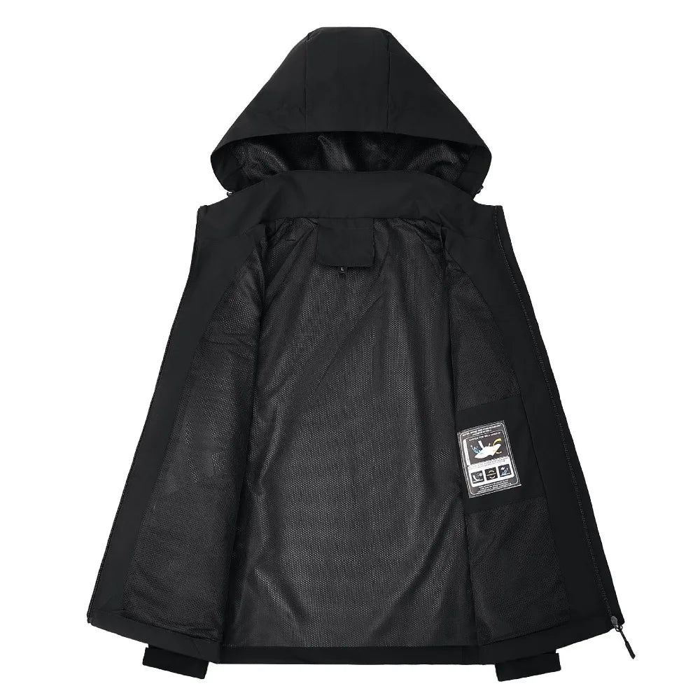 Men's Loose Long-Sleeve Hooded Zip-Front Jacket for Casual Everyday Outdoor Layered Outfits