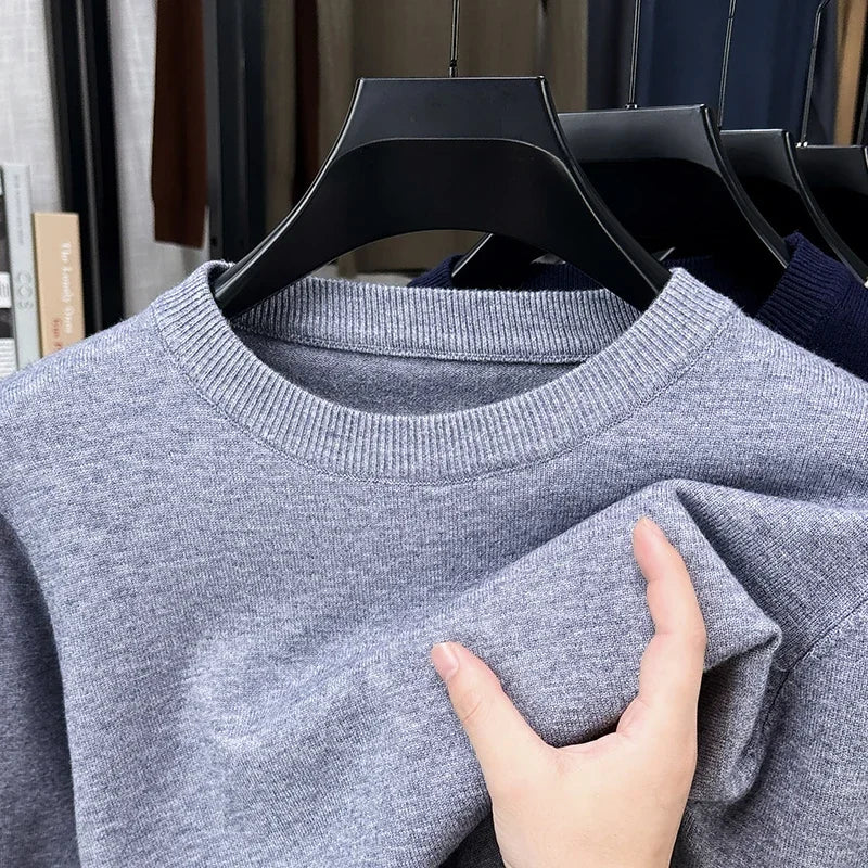 Men's Plain Crew Neck Long Sleeve Knit Sweater