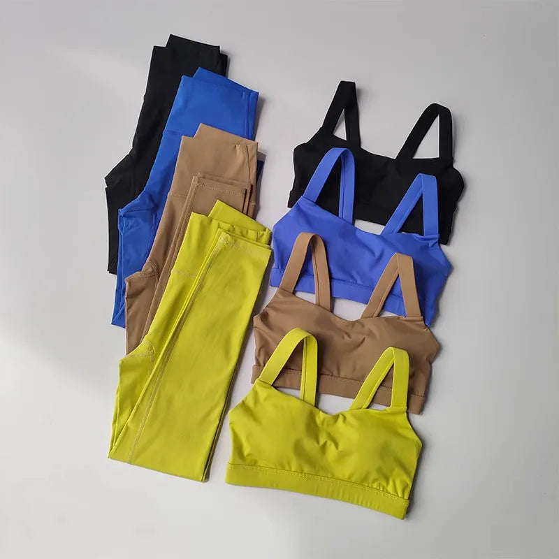 Women's Sports Bra and High Waist Leggings Set