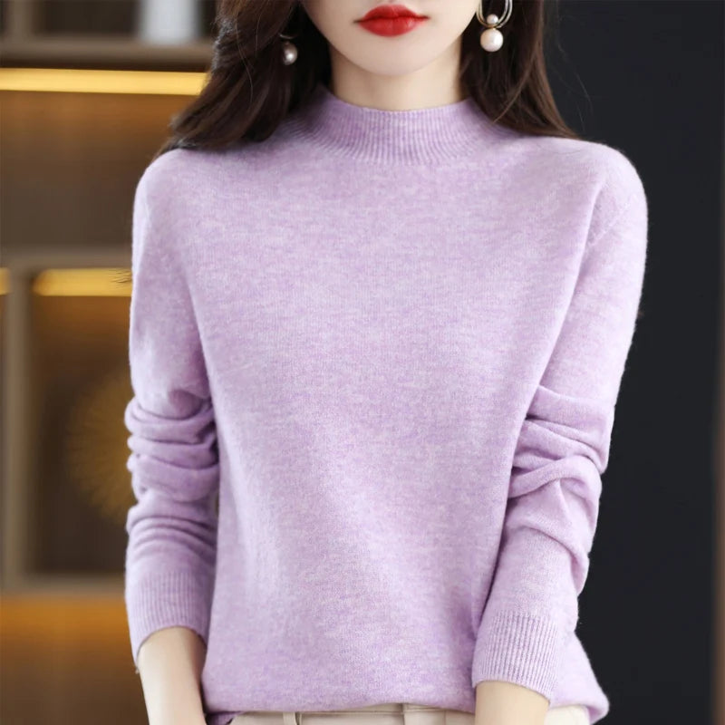 Women's Crew Neck Long Sleeve Sweater Casual Knit Layer