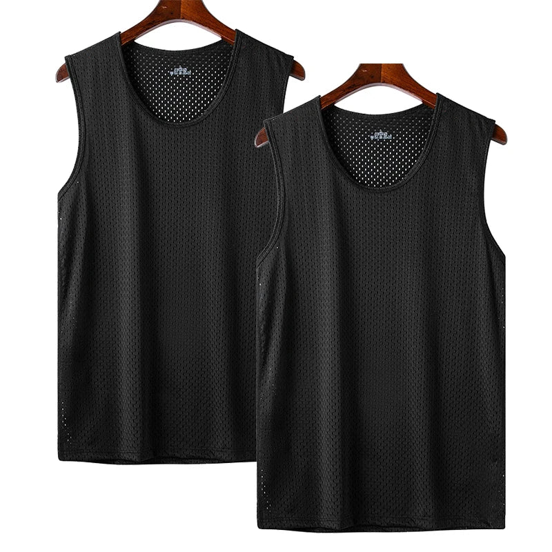 Men Ice Silk Mesh Sports Vest Breathable Quick Dry Sleeveless Riding Running Training Top