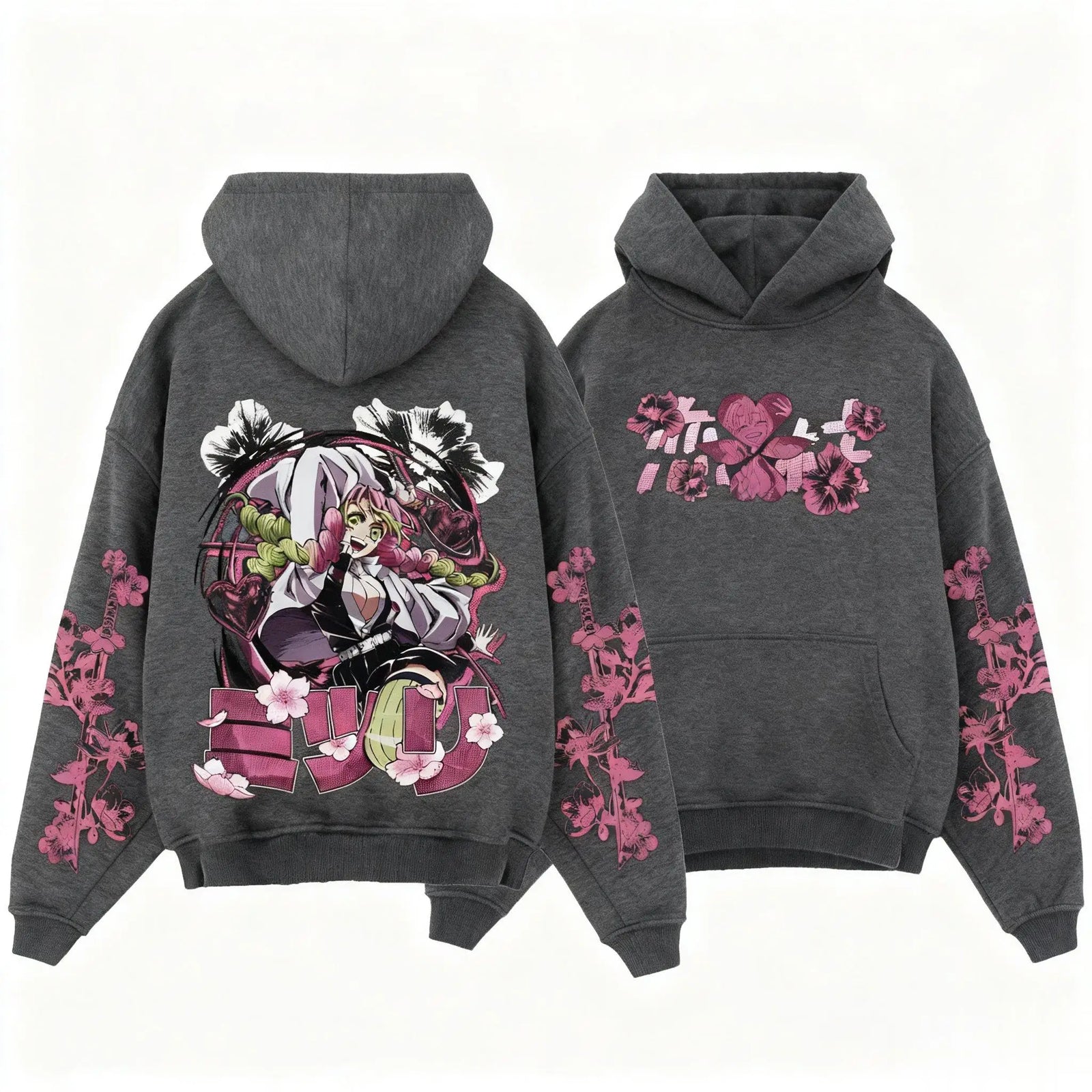Demon Slayer Kanroji Mitsuri Hoodie Anime Pullover Sweatshirt Men Women Cosplay Graphic Streetwear