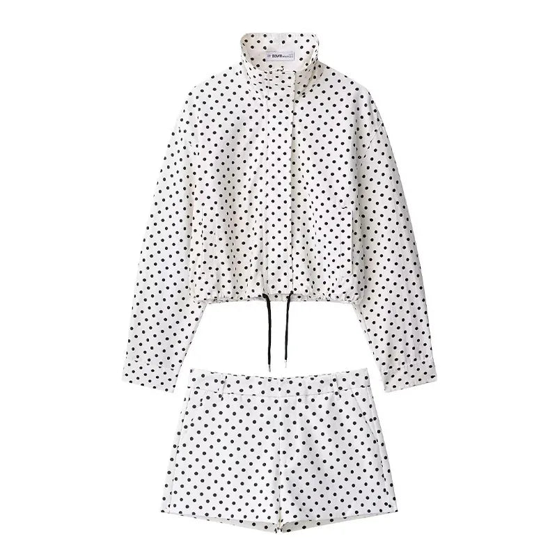 Women's Polka-Dot High-Neck Zip-Front Jacket