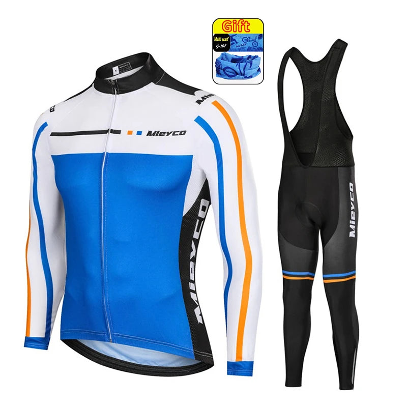 Men Autumn Long Sleeve Cycling Jersey Set MTB Mountain Bike Sportswear Slim Fit