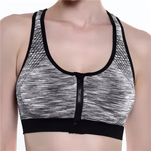 Women's Front Zip Racerback Space Dye Sports Bra