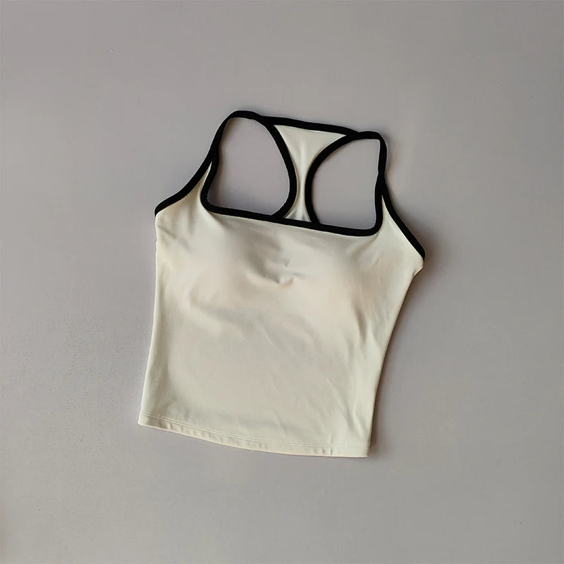 Women's Wide Strap Longline Sports Tank Top For Workout Outfits