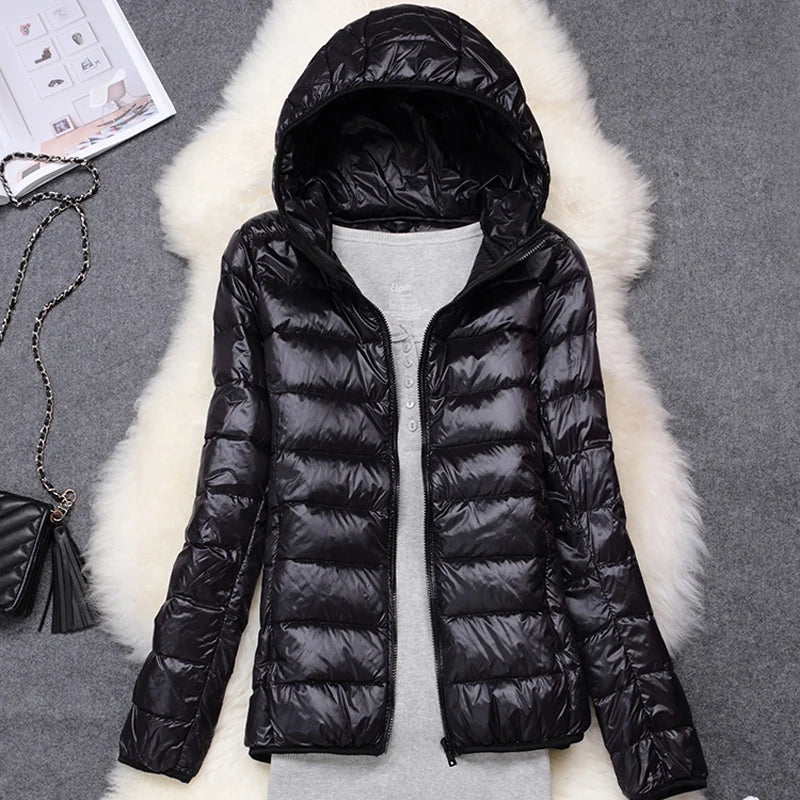 Women's Hooded Quilted Zip Front Jacket for Layered Outfits