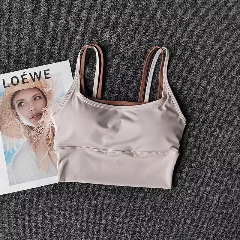 Women's Contrast Double Strap Cropped Tank Top