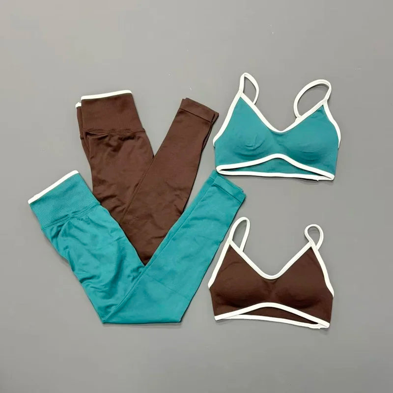 Women's Strappy Bra And Shorts Yoga Set For Workout Outfits
