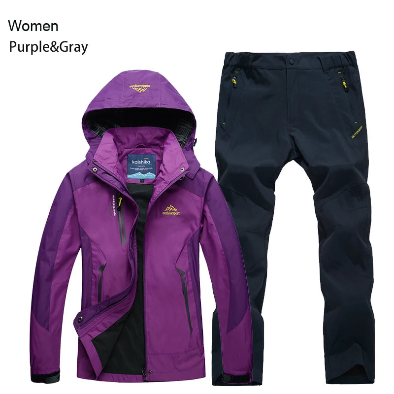 Outdoor Hooded Jacket and Trouser Clothing Set with Style Options