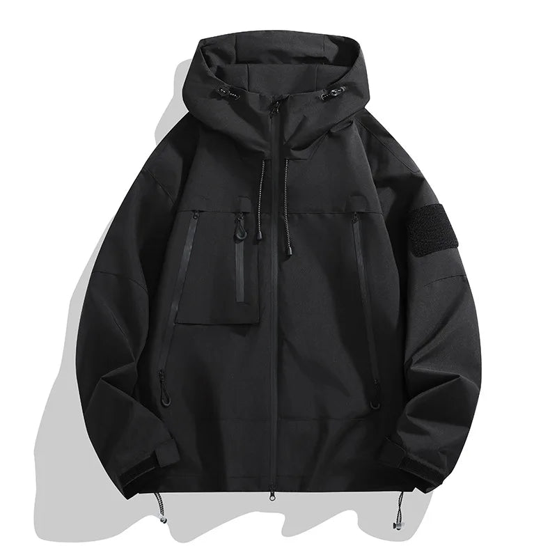 Hooded Long Sleeve Full Zip Outdoor Hiking Jacket with Pockets