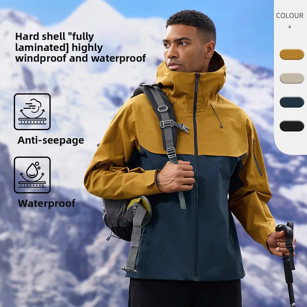 Color Block Hooded Full Zip Long Sleeve Outdoor Jacket