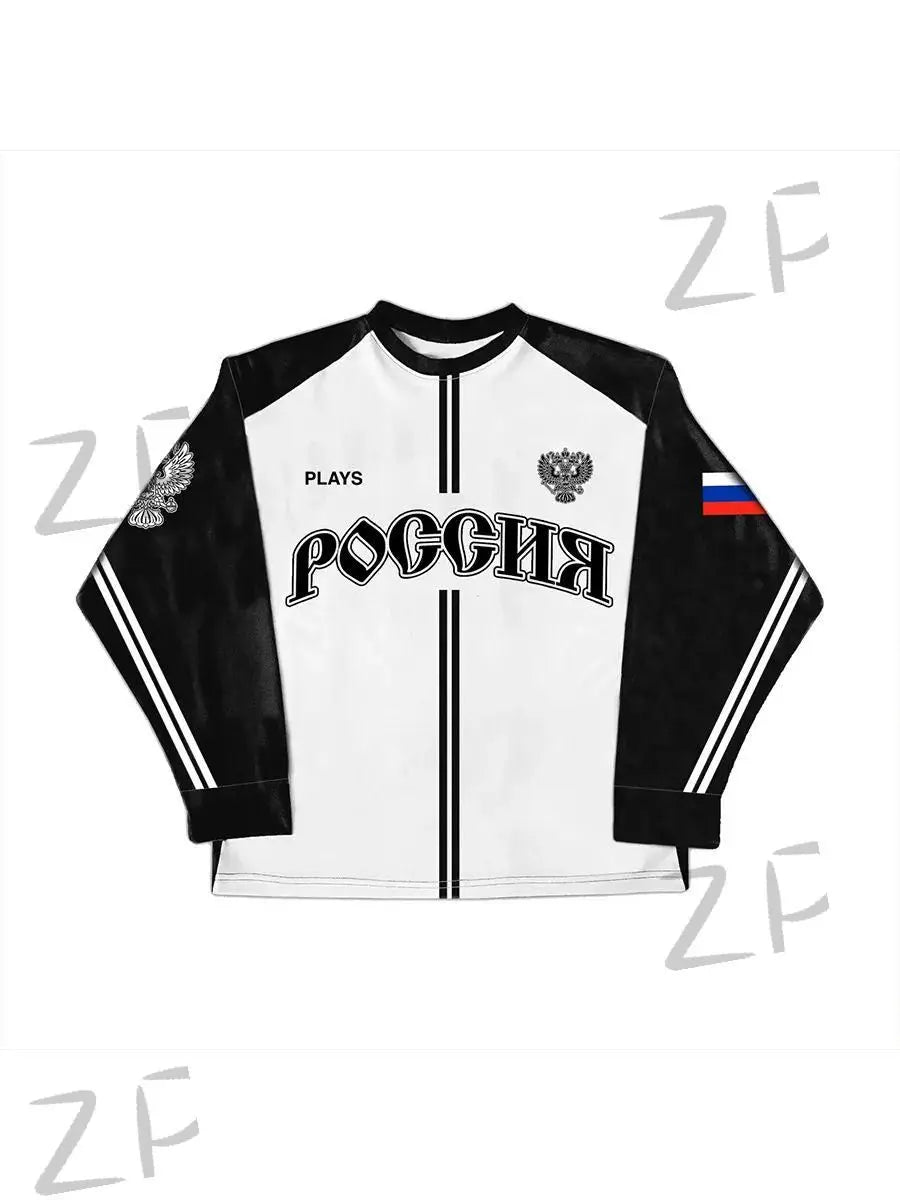 Russia Inspired Graphic Long Sleeve Jersey For Sports Outfits