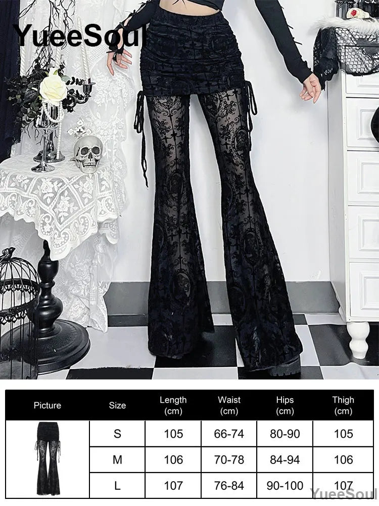 Women's Black Gothic Pants with Flared and Wide Leg Style Options