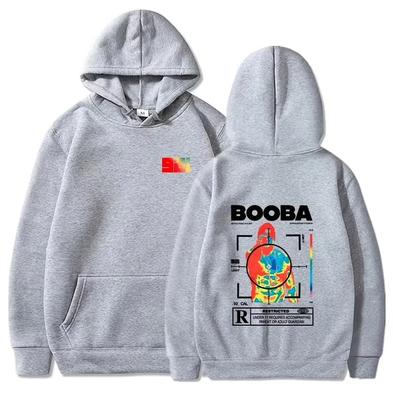 Graphic-Print Long-Sleeve Knit Pullover Hoodie