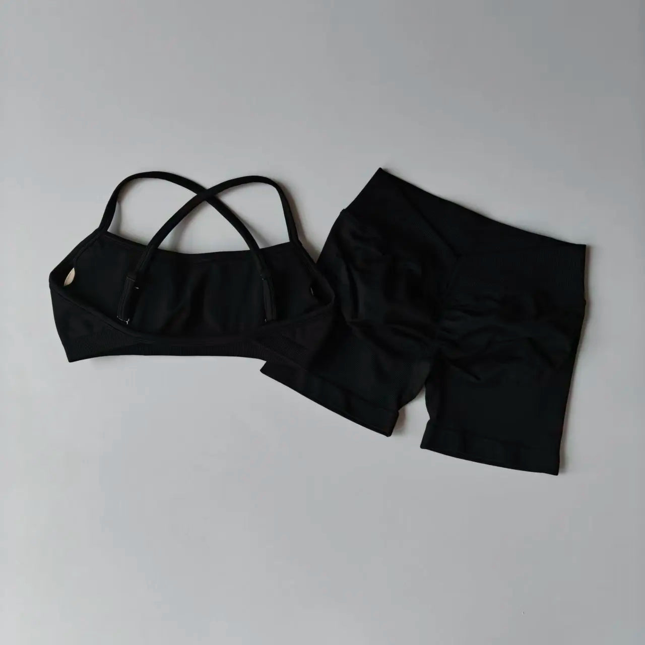 Women's Cross Strap Bra And Shorts Yoga Set