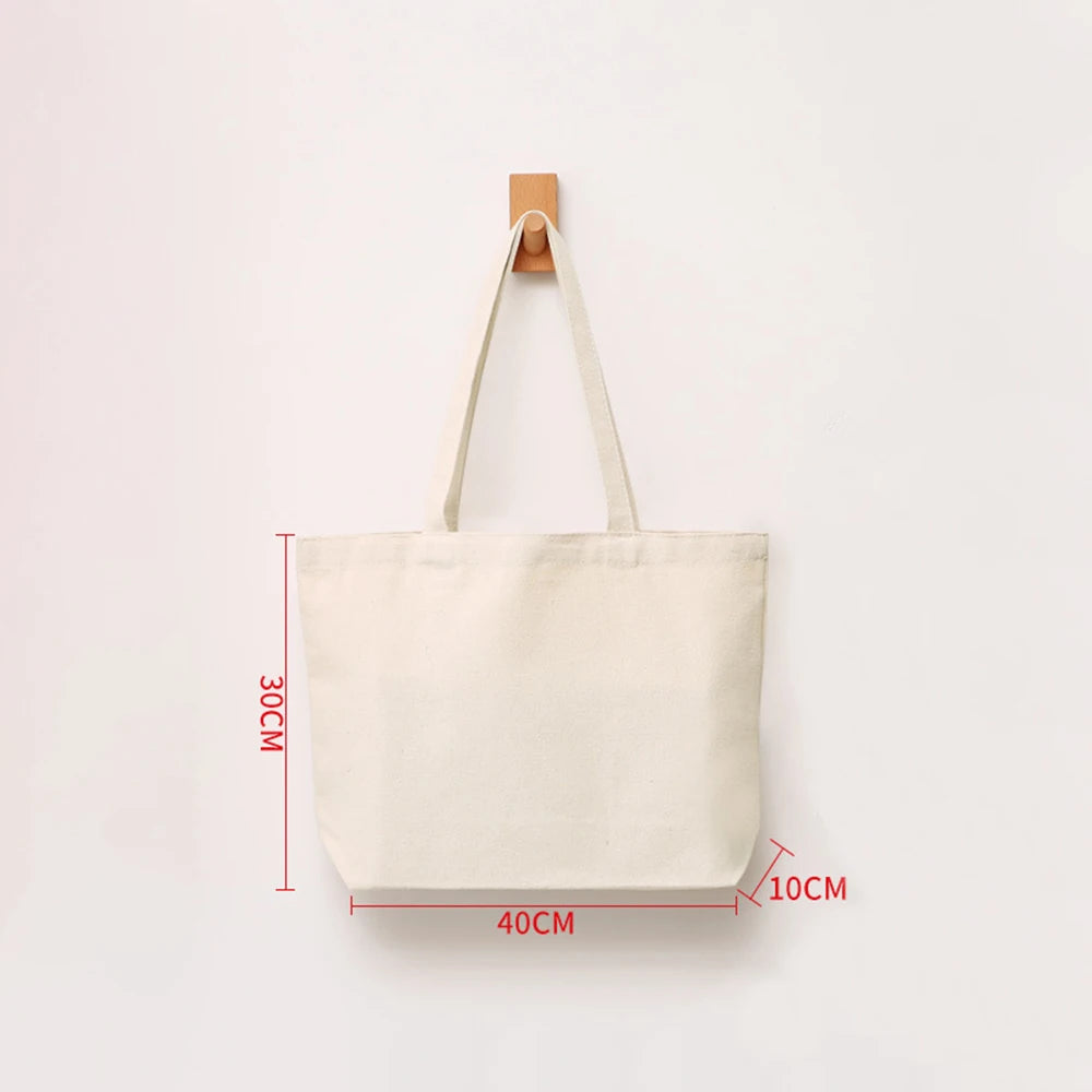 Plain Canvas Style Tote Bag with Long Shoulder Handles