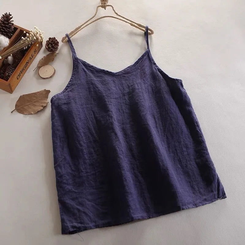 Women's Loose Polyester Camisole with Thin Straps and Single or Two Pack Options