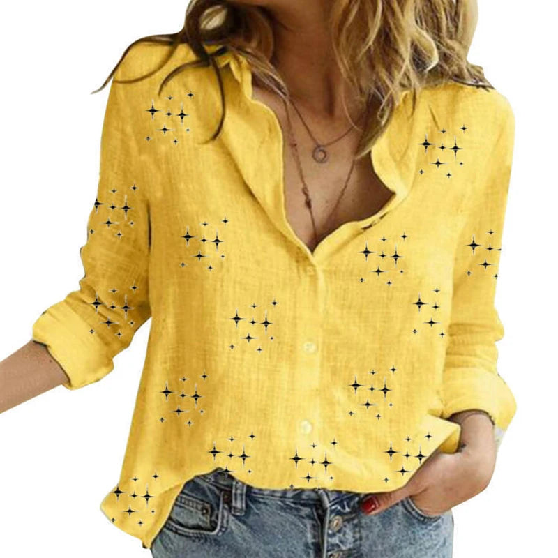 Women's V Neck Long Sleeve Button Front Shirt