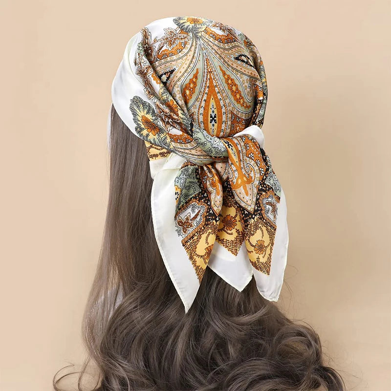 Printed Square Neck Scarf with Decorative Border Designs