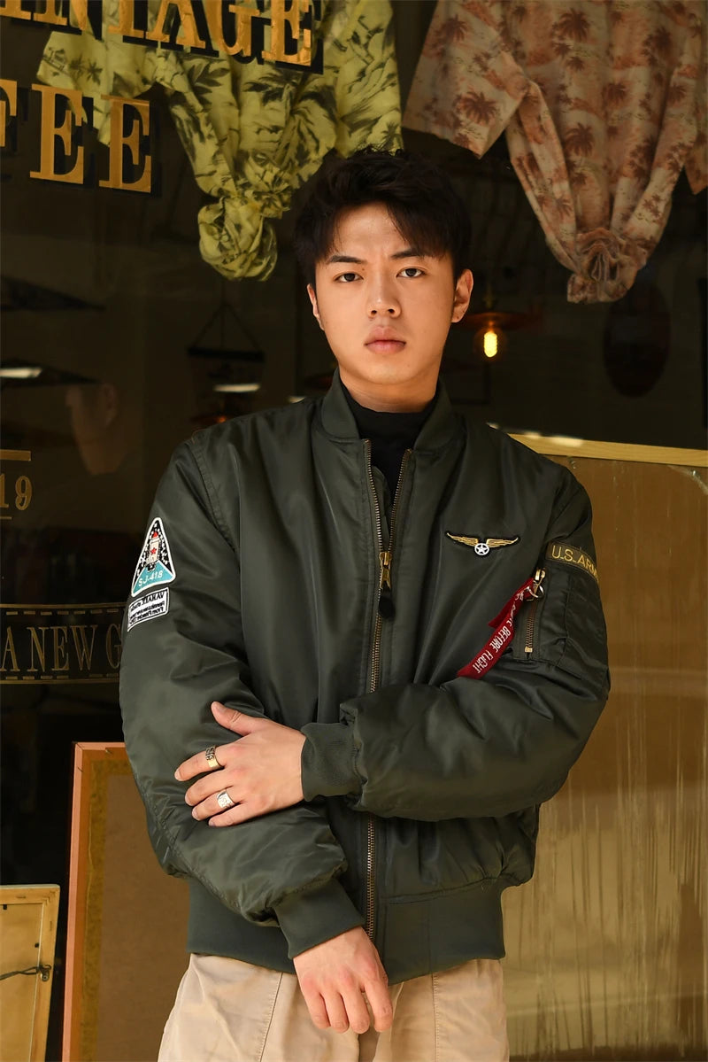 Men's Bomber Jacket Casual Fall Winter Military Jacket and Coats Outwear